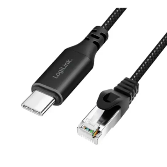 კაბელი Logilink CU0412 USB-C 3.2 to RJ45 (CAT6) Ethernet Cable Adapter 2m  - Primestore.ge