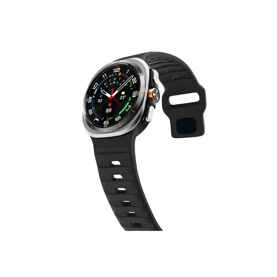 Smart Watch Strap TVC Samsung Galaxy Watch Ultra 47mm Silicone Watch Band Breathable Sport Watch Strap - Black, 2 image