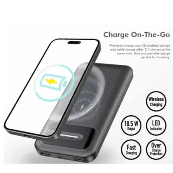 პორტატული დამტენი Logilink PA0343RF Powerbank 10.000 mAh wireless charging + 2xUSB-A/1xUSB-C Black , 3 image - Primestore.ge
