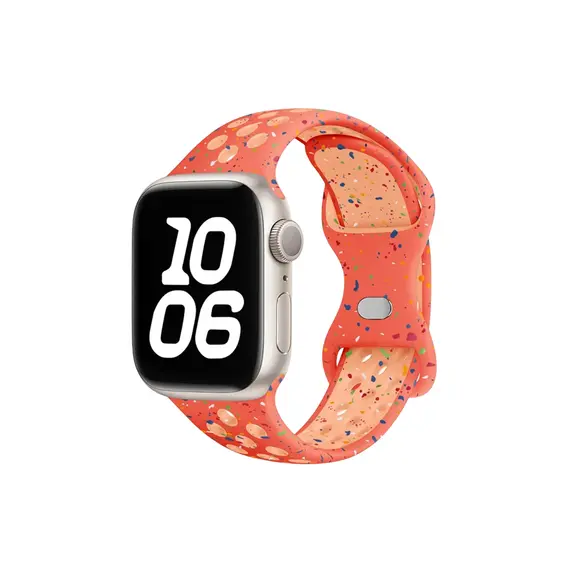 სმარტ საათის სამაჯური TVC KALEBOL Color Dots Silicone Strap for Apple Watch Series 10 9 8 7 SE 6 5 4 3 2 1 42mm 41mm 40mm 38mm Butterfly Buckle Band - Orange  - Primestore.ge