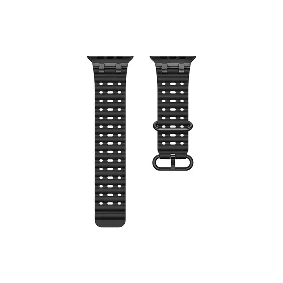 სმარტ საათის სამაჯური TVC Ocean Watch Strap for Apple Watch Series 10 Ultra 9 8 7 SE 6 5 4 3 2 1 46mm 49mm 45mm 44mm 42mm Silicone Band - Black Buckle , 3 image - Primestore.ge