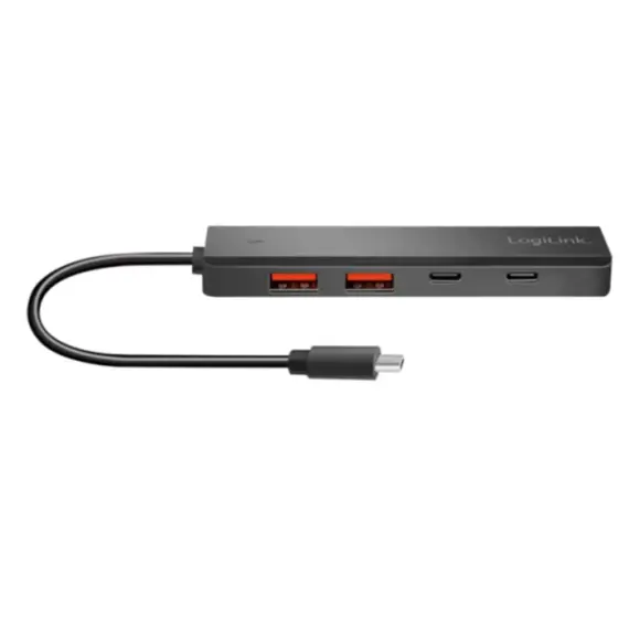 ადაპტერი Logilink UA0412 Ultra-slim USB-C Hub 4-ports 2xUSB3.2/2xUSB-C Black  - Primestore.ge