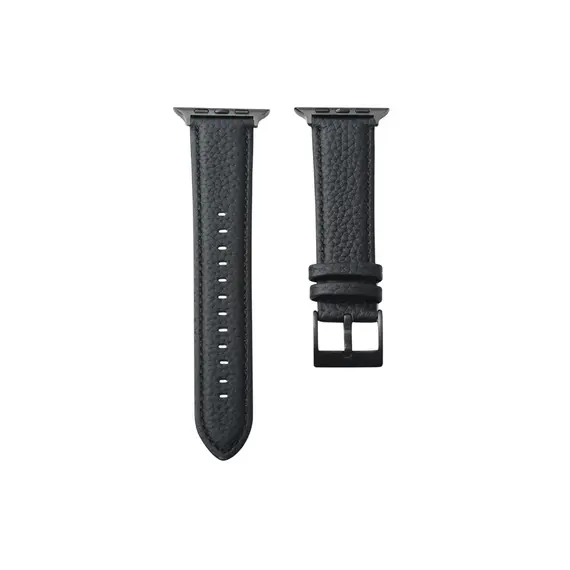 სმარტ საათის სამაჯური TVC Apple Watch 10 46mm / Ultra 2 / Ultra 49mm / 9 8 7 45mm / SE (2023) SE (2022) SE 6 5 4 44mm / 3 2 1 42mm Genuine Cow Leather Watch Band - Black , 2 image - Primestore.ge