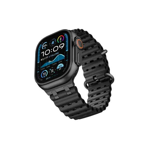 სმარტ საათის სამაჯური TVC Ocean Watch Strap for Apple Watch Series 10 Ultra 9 8 7 SE 6 5 4 3 2 1 46mm 49mm 45mm 44mm 42mm Silicone Band - Black Buckle , 2 image - Primestore.ge