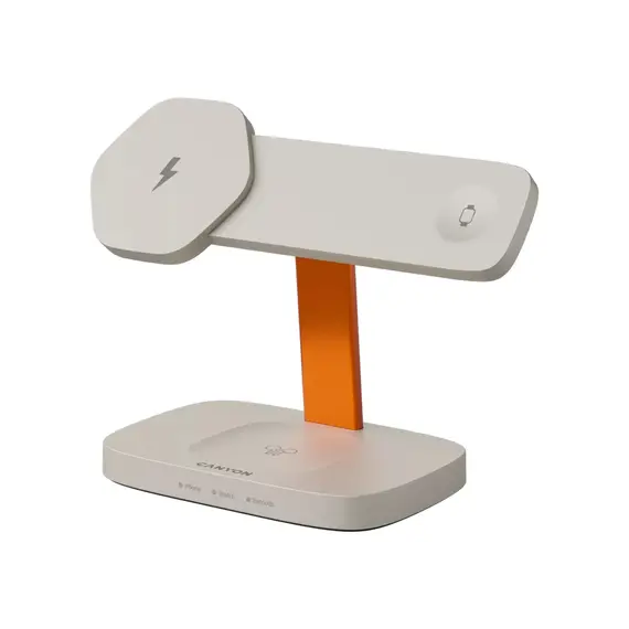 პორტატული დამტენი CANYON wireless charger HEXAGON WCS-310 3in1 LightGrey/Orange , 2 image - Primestore.ge