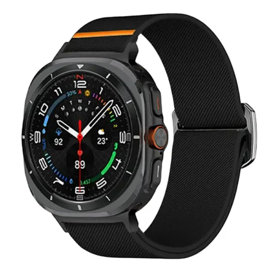 სმარტ საათის სამაჯური TVC Samsung Galaxy Watch Ultra 47mm Nylon Strap Elastic Replacement Watch Band - Black  - Primestore.ge