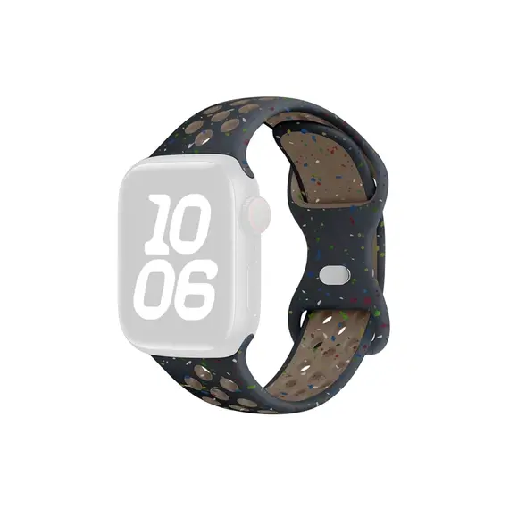 სმარტ საათის სამაჯური TVC KALEBOL Color Dots Silicone Strap for Apple Watch Series 10 9 8 7 SE 6 5 4 3 2 1 42mm 41mm 40mm 38mm Butterfly Buckle Band - Black , 2 image - Primestore.ge