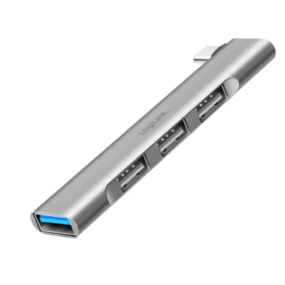 USB ჰაბი Logilink UA0437 Ultraslim 4-port USB-C hub 18W Aluminum  - Primestore.ge