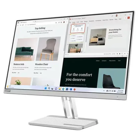 მონიტორი Lenovo 67ACKAC4EU L27e-40, 27", Monitor, FHD, VA, HDMI, VGA, Cloud Grey , 2 image - Primestore.ge