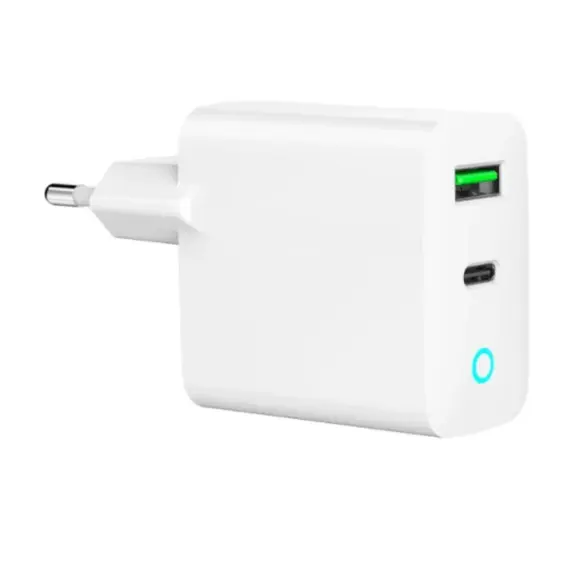 დამტენი Gembird TA-UC-PDQC20L-W-01 2-port 20W USB Fast Charger LED White - Primestore.ge