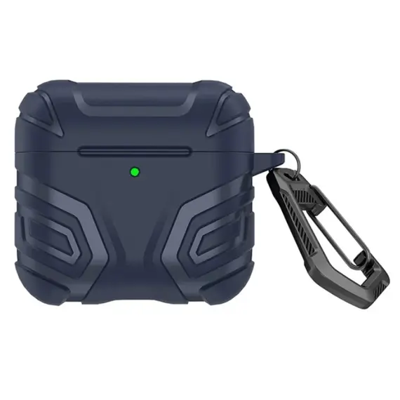 ყურსასმენის ქეისი TVC AirPods 4 Case Split Design Soft TPU Shockproof Earphone Cover with Carabiner - Dark Blue  - Primestore.ge