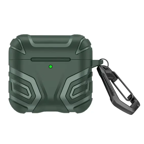 ყურსასმენის ქეისი TVC AirPods 4 Case Split Design Soft TPU Shockproof Earphone Cover with Carabiner - Blackish Green  - Primestore.ge