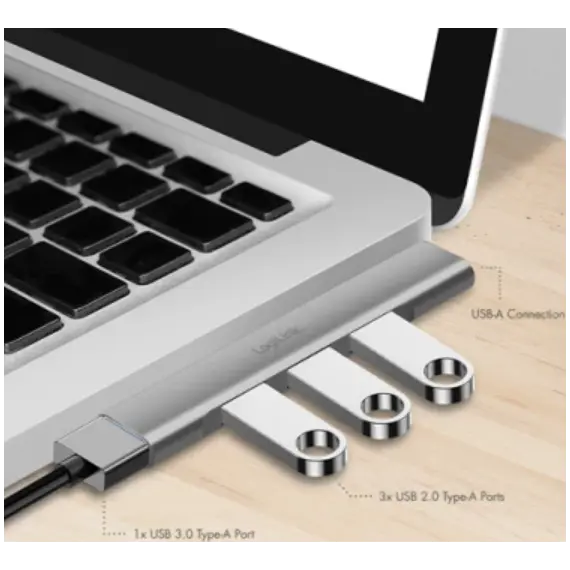 USB ჰაბი Logilink UA0436 Ultraslim 4-port USB-A hub 18W Aluminium , 3 image - Primestore.ge