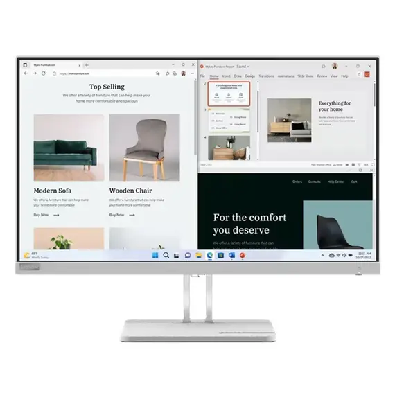მონიტორი Lenovo 67ACKAC4EU L27e-40, 27", Monitor, FHD, VA, HDMI, VGA, Cloud Grey  - Primestore.ge
