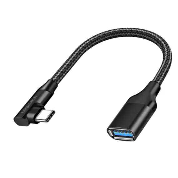 ადაპტერი Logilink CU0100 USB 3.2 Gen2 USB-C adapter C/M 90° to USB-A/F OTG Black 0.2 m  - Primestore.ge
