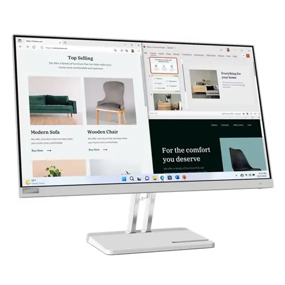 მონიტორი Lenovo 67ACKAC4EU L27e-40, 27", Monitor, FHD, VA, HDMI, VGA, Cloud Grey , 3 image - Primestore.ge