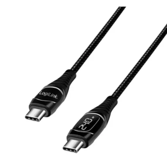 კაბელი Logilink CU0181 USB Type-C 240W PD Fast Charging Cable With E-Mark & Display 1m - Primestore.ge
