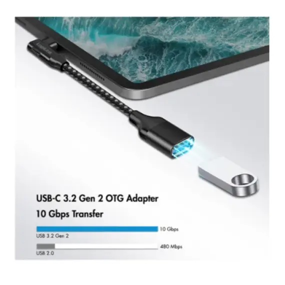ადაპტერი Logilink CU0100 USB 3.2 Gen2 USB-C adapter C/M 90° to USB-A/F OTG Black 0.2 m , 3 image - Primestore.ge