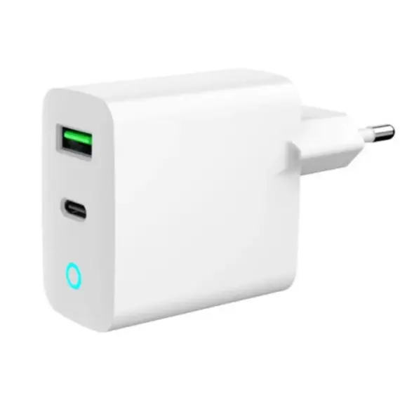 დამტენი Gembird TA-UC-PDQC20L-W-01 2-port 20W USB Fast Charger LED White - Primestore.ge