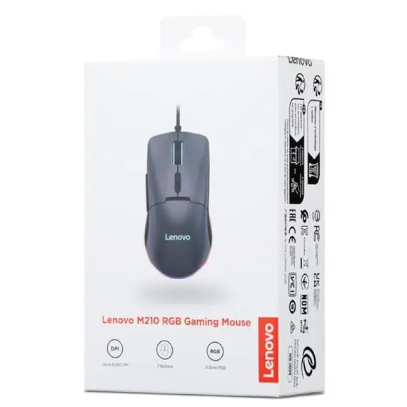 Mouse Lenovo GY51M74265 M210, Wired, USB, Gaming Mouse, Black, 5 image