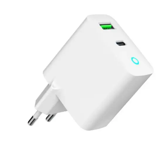 დამტენი Gembird TA-UC-PDQC20L-W-01 2-port 20W USB Fast Charger LED White - Primestore.ge