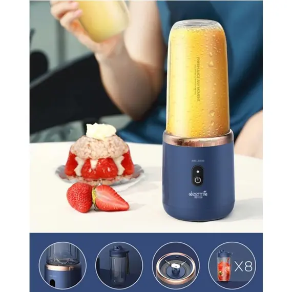 ბლენდერი Deerma DEM-NU06, 140W, 21000Rpm, 0.4L, Wired, Blue , 4 image - Primestore.ge