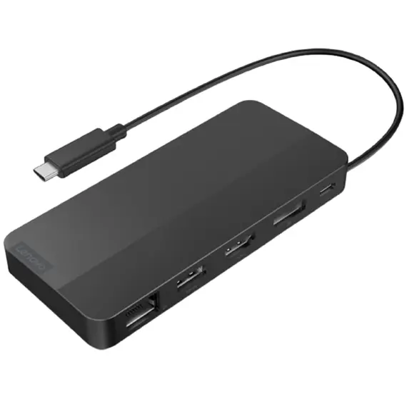 USB-C ჰაბი Lenovo 40B90100EU, HDMI, DP, USB, USB-C, Lan, Dual Display Travel Dock, Black - Primestore.ge