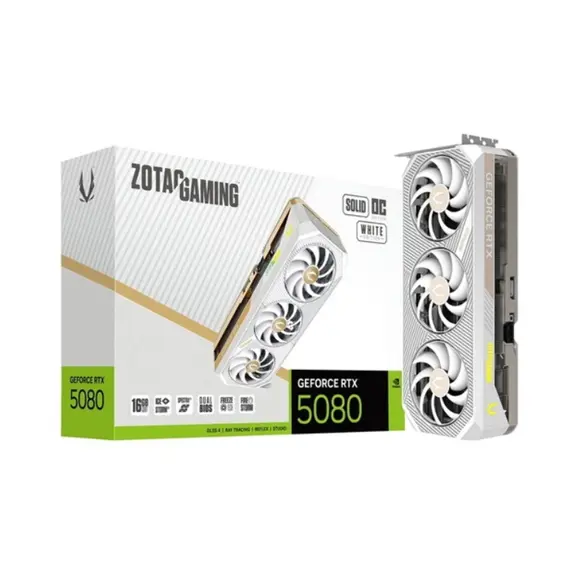 ვიდეო დაფა Zotac GAMING GeForce RTX5080 SOLID OC White Edition 16GB 256-Bit GDDR7 - ZT-B50800Q-10P - Primestore.ge
