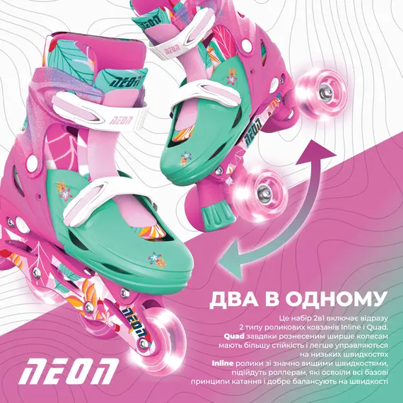 როლიკები Neon Scates Combo, size 34-37, floral , 4 image - Primestore.ge