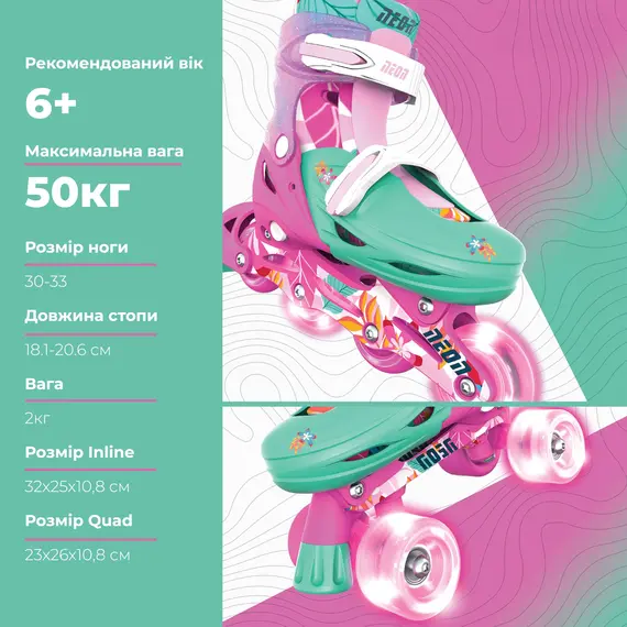 როლიკები Neon Scates Combo, size 30-33, floral , 6 image - Primestore.ge