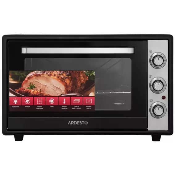 ელექტრო ღუმელი Ardesto MEO-F60CB, 2000W, 60L, Electric Oven, Black , 2 image - Primestore.ge