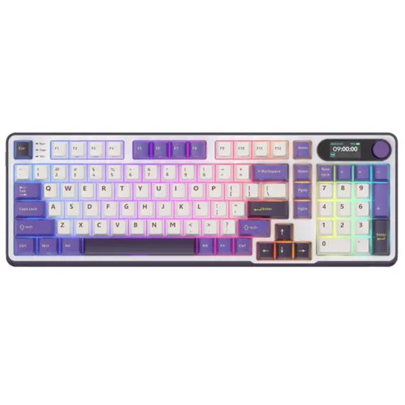 კლავიატურა Royal Kludge RK S98 RGB Mechanical Keyboard, Chartreuse switch, Smart Display, Hot Swappable, Type-C wired, Bluetooth 5.0, 2.4GHz, Blackber  - Primestore.ge