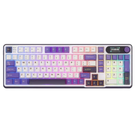 კლავიატურა Royal Kludge RK S98 RGB Mechanical Keyboard, Brown switch, Smart Display, Hot Swappable, Type-C wired, Bluetooth 5.0, 2.4GHz, Blackberry  - Primestore.ge