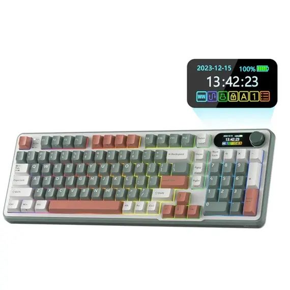 კლავიატურა Royal Kludge RK S98 RGB Mechanical Keyboard, Brown switch, Smart Display, Hot Swappable, Type-C wired, Bluetooth 5.0, 2.4GHz, Camping , 2 image - Primestore.ge