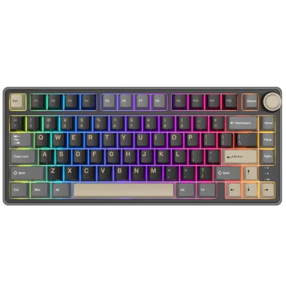 კლავიატურა Royal Kludge RK R75 RGB Mechanical Keyboard, Brown switch, Hot Swappable, Type-C wired, Phantom  - Primestore.ge