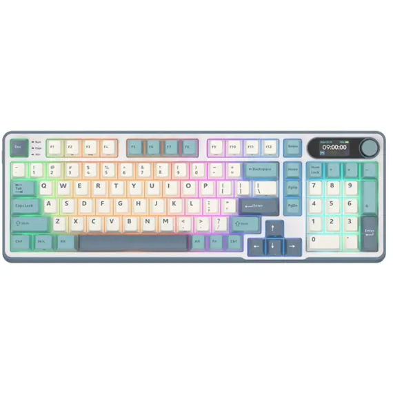 კლავიატურა Royal Kludge RK S98 RGB Mechanical Keyboard, Brown switch, Smart Display, Hot Swappable, Type-C wired, Bluetooth 5.0, 2.4GHz, Light Cloud  - Primestore.ge