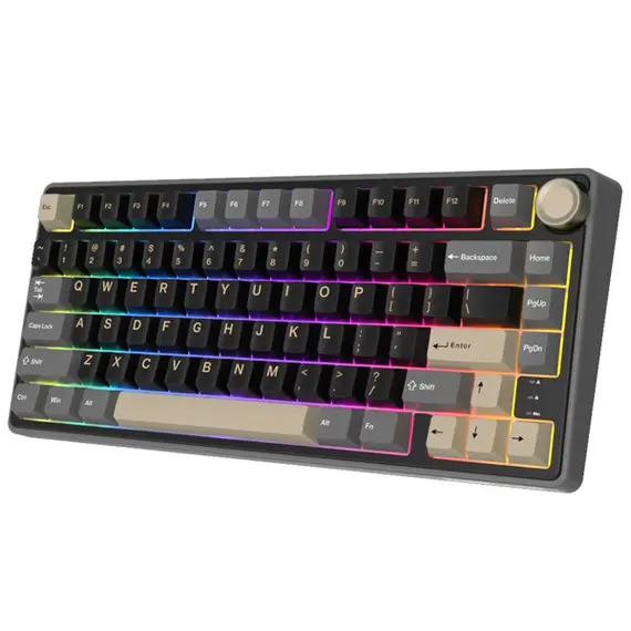 კლავიატურა Royal Kludge RK R75 RGB Mechanical Keyboard, Brown switch, Hot Swappable, Type-C wired, Phantom , 2 image - Primestore.ge