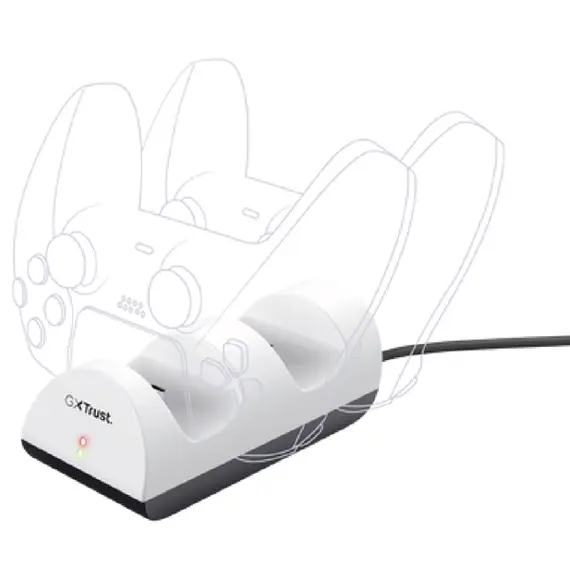 ჯოისტიკის დამტენი Trust GXT254, USB-C, USB, Duo Charging Dock for PS5, White , 4 image - Primestore.ge