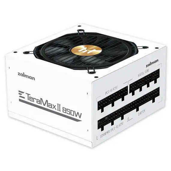 კვების ბლოკი Zalman PSU Teramax 2 (850W), >90%, 80+ Gold, 120mm, 1xMB 28pin (18+10), 2xCPU 8pin(4+4), 3xMolex, 12xSATA, 4xPCIe 8pin(6+2), 1xPCIe GEN5 16pin, Fully Modular , 2 image - Primestore.ge