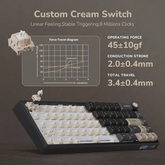 კლავიატურა Royal Kludge RK R65 RGB Mechanical Keyboard, Brown switch, Hot Swappable, Type-C wired, Phantom , 4 image - Primestore.ge