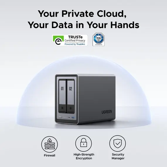 შენახვის სისტემა UGREEN NASync DXP2800 (25369) Dual-slot Desktop NAS, Intel N100, 8GB, Diskless, USB, Type-C, HDMI, RJ45, Space Gray , 5 image - Primestore.ge