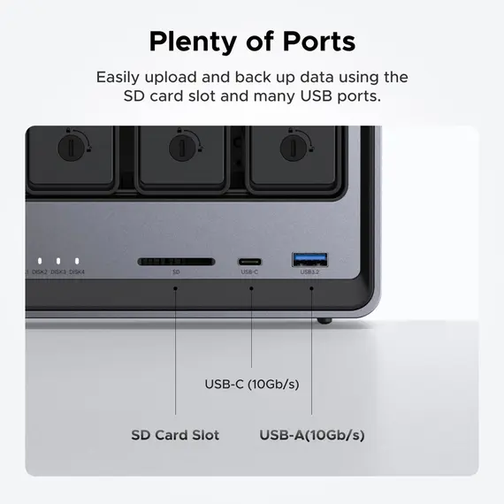 შენახვის სისტემა UGREEN NASync DXP4800 (25372B), Intel N100, 8GB, Diskless, RJ45, USB, Type-C, HDMI, Space Gray , 10 image - Primestore.ge
