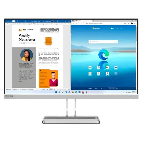 მონიტორი Lenovo 67ACKAC4EU L27e-40, 27", Monitor, FHD, VA, HDMI, VGA, Cloud Grey  - Primestore.ge