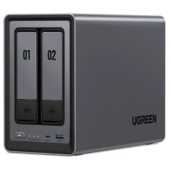 შენახვის სისტემა UGREEN NASync DXP2800 (25369) Dual-slot Desktop NAS, Intel N100, 8GB, Diskless, USB, Type-C, HDMI, RJ45, Space Gray  - Primestore.ge
