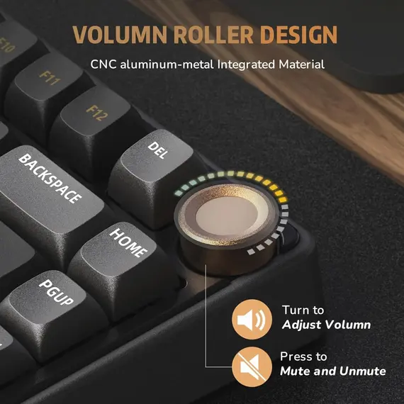 კლავიატურა Royal Kludge RK R75 RGB Mechanical Keyboard, K silver switch, Hot Swappable, Type-C wire, Phantom , 8 image - Primestore.ge