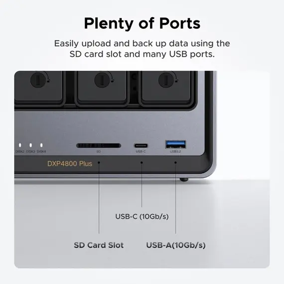 შენახვის სისტემა UGREEN NASync DXP4800 Plus (35261), Intel Gold 8505, 8GB, Diskless, RJ45, USB, Type-C, HDMI, Space Gray , 10 image - Primestore.ge