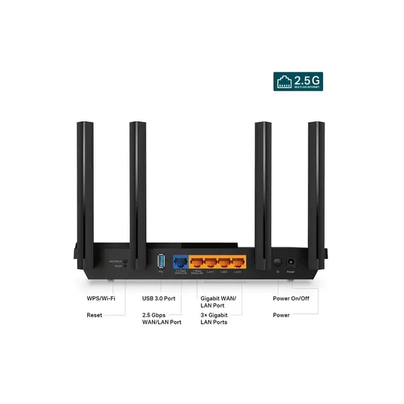 Wi-Fi როუტერი TP-link Archer AX55 Pro AX3000 Multi-Gigabit Wi-Fi 6 Router , 3 image - Primestore.ge