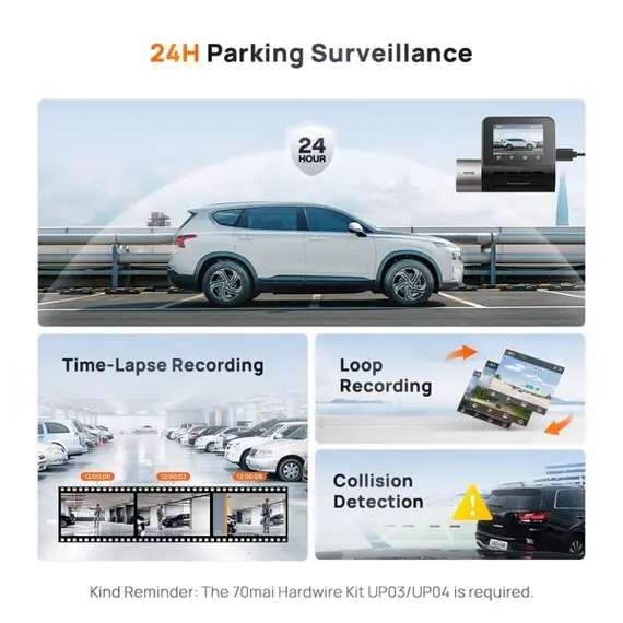 მანქანის ვიდეო რეგისტრატორი 70mai Dash Cam A200, 130°, Car Video Recorder, Black , 6 image - Primestore.ge