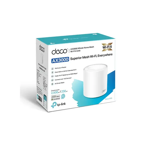 Wi-Fi როუტერი TP-link Deco X50(1-pack) AX3000 Whole Home Mesh Wi-Fi 6 Unit , 5 image - Primestore.ge