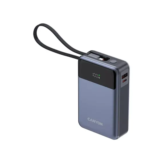 პორტატული დამტენი Canyon Power Bank OnPower 600 built-in cable 20000 mAh PD65W - Dark Grey , 5 image - Primestore.ge